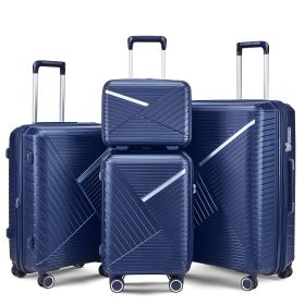 Luggage Sets 4 Piece(14/20/24/28), Expandable Lightweight Suitcase with 4 Double 360 Degrees Mute Spinner Wheels PP Materials Durable TSA Lock Travel