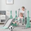 Toddler Slide and Swing Set 3 in 1, Kids Playground Climber Swing Playset with Basketball Hoops Freestanding Combination Indoor & Outdoor