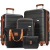 Luggage Sets 5 Piece, Expandable ABS Durable Suitcase with Travel Bag and Hanging Toiletry Bag, Carry On Luggage Suitcase Set with 360¬∞ Spinner Wheel