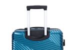 3 Piece Luggage Sets PC+ABS Lightweight Suitcase with Two Hooks, Spinner Wheels, (20/24/28) Dark Blue