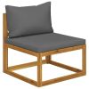 4 Piece Patio Lounge Set with Cushion Solid Acacia Wood