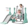 Toddler Slide and Swing Set 3 in 1, Kids Playground Climber Swing Playset with Basketball Hoops Freestanding Combination Indoor & Outdoor