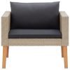5 Piece Patio Lounge Set with Cushions Poly Rattan Beige