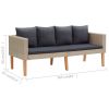 5 Piece Patio Lounge Set with Cushions Poly Rattan Beige