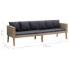 3-Seater Patio Sofa with Cushions Poly Rattan Beige