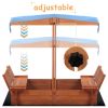 Wooden Sandbox with Convertible Cover Kids Outdoor Backyard Bench Play Sand Box  YJ