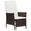 2 Piece Patio Lounge Set with Cushions Poly Rattan Brown