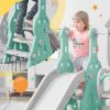 Toddler Slide and Swing Set 3 in 1, Kids Playground Climber Swing Playset with Basketball Hoops Freestanding Combination Indoor & Outdoor