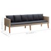 5 Piece Patio Lounge Set with Cushions Poly Rattan Beige
