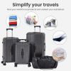Luggage Set 4 pcs (20"/24"/29"/Travel Bag), PC+ABS Durable Lightweight Luggage with Collapsible Cup Holder, 360¬∞ Silent Spinner Wheels, TSA Lock, Gra