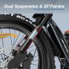 JANSNO Electric Bike 20" x 4.0 Electric Bike for Adults with 750W Brushless Motor, Long-Lasting 48V 14Ah Removable Battery, 7-Speed Transmission , 20