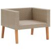 5 Piece Patio Lounge Set with Cushions Poly Rattan Beige