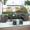 U_STYLE Patio Furniture Set,6 Piece Outdoor Conversation Set, Dining Table Chair with Bench and Cushions(As same as WY000262AAE)