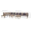 8-Seater Patio Lounge Set with Cushions Solid Acacia Wood