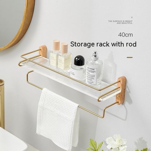Acrylic Bathroom Walnut Storage Rack Punch Free Storage Rack