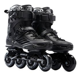 Adult Inline Roller Dkating Beginner Fancy Flat Shoes (Option: Black-37)
