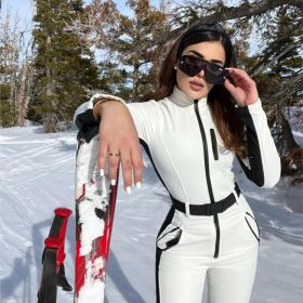 Winter Ski Suit Women's Warm Waterproof Fashion Ski Suit (Option: XS-White)
